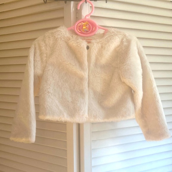Joe Fresh Baby Girl faux fur button up coat size 18-24 months - Picture 1 of 3